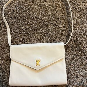 Paloma Picasso White Shoulder Bag with Gold Accent